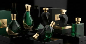 koleksi botol parfum modern dengan desain sculptural yang mewakili tren desain packaging parfum 2025