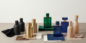 palet warna packaging parfum premium 2025 seperti matte black, gold muted, emerald, dan nude champagne