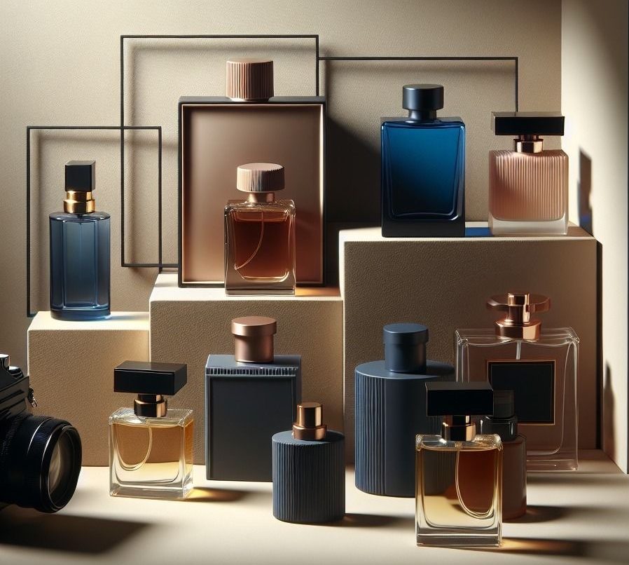 Koleksi botol parfum custom dengan bentuk unik dan finishing premium sebagai diferensiasi visual brand parfum