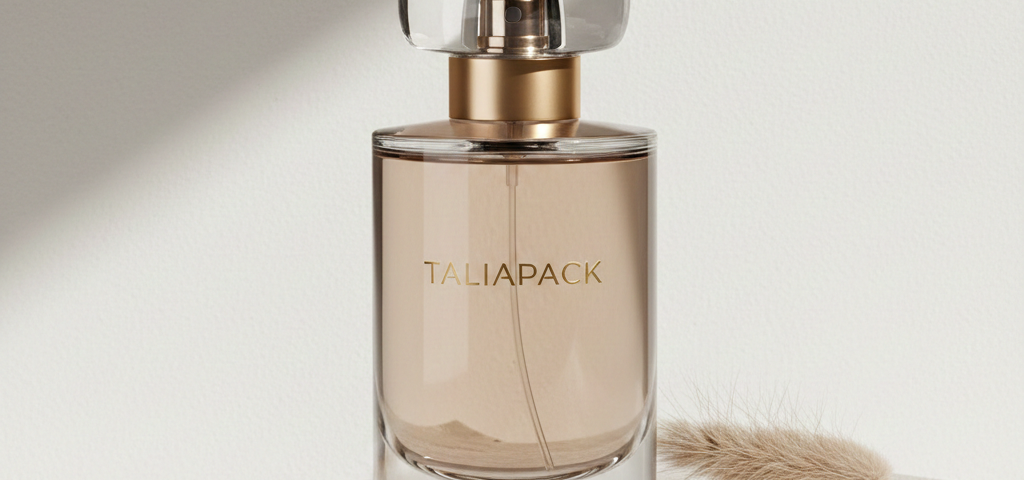 botol parfum mewah dengan desain minimalis dan kaca tebal