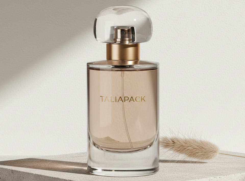 botol parfum mewah dengan desain minimalis dan kaca tebal