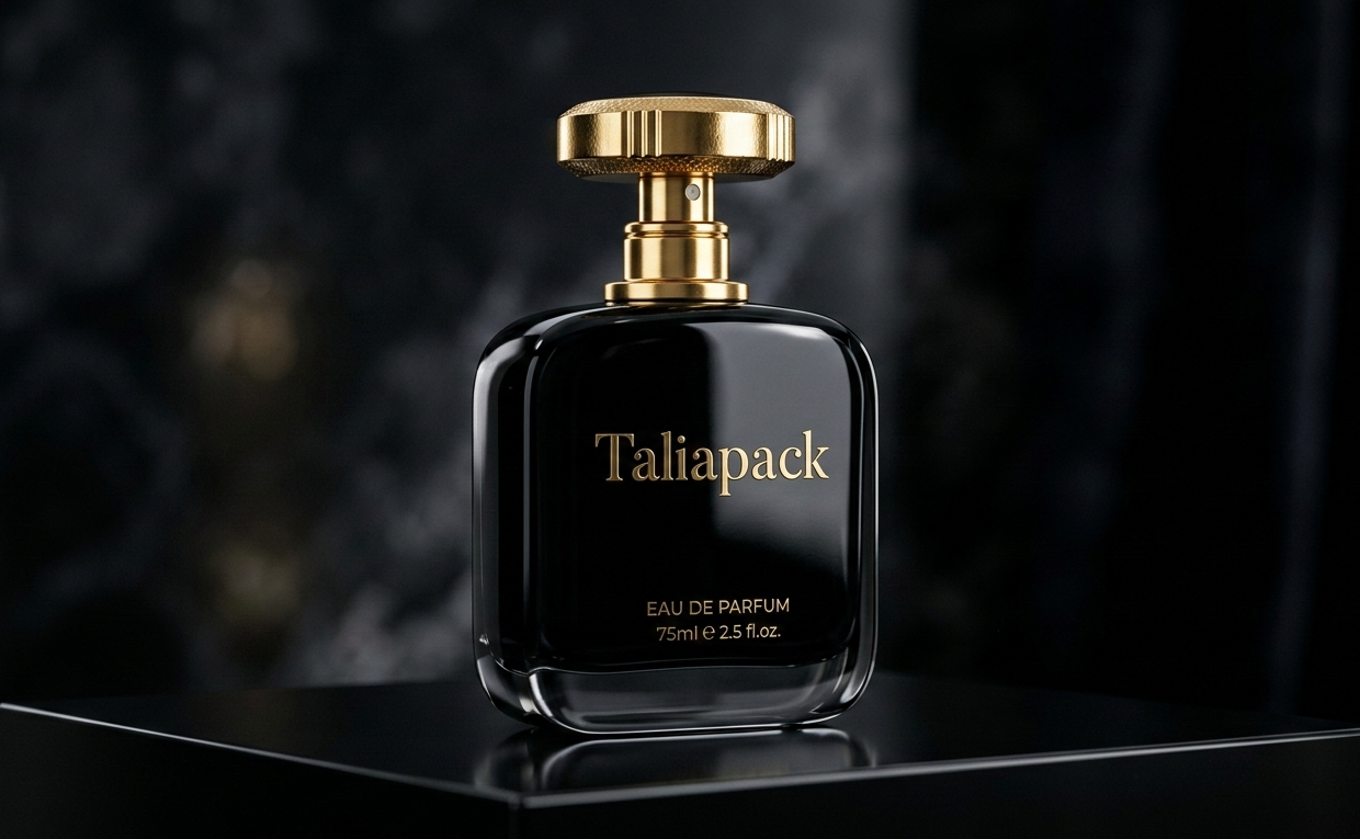 Botol parfum dengan coating warna glossy hitam premium