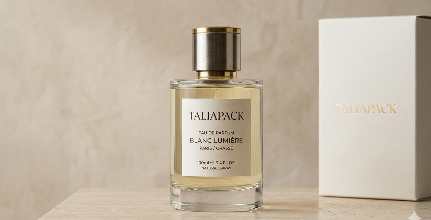 desain label botol parfum minimalis tipografi modern
