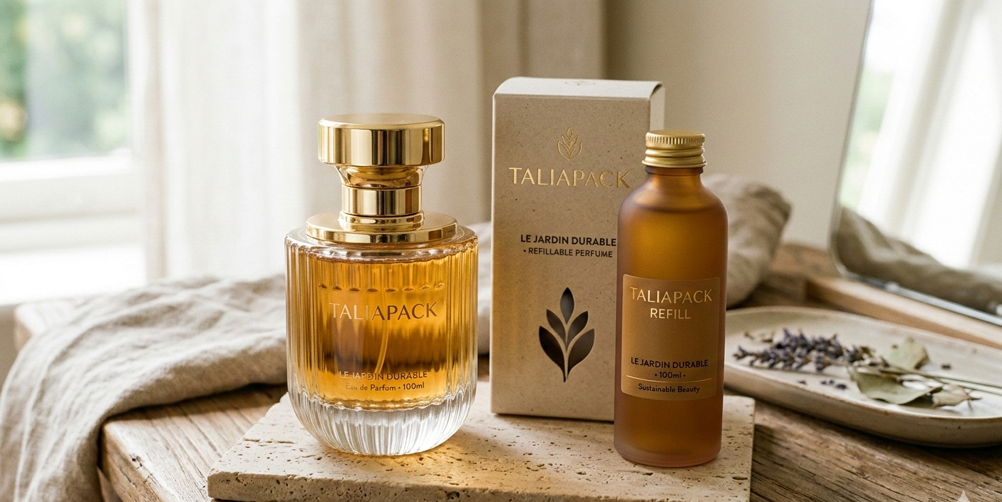 botol parfum refillable dengan desain packaging ramah lingkungan