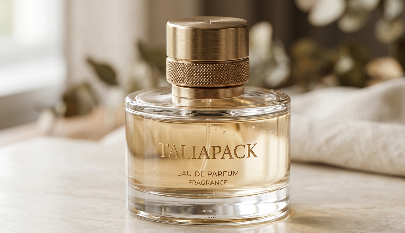 detail finishing botol parfum premium dengan tekstur kaca dan tutup eksklusif