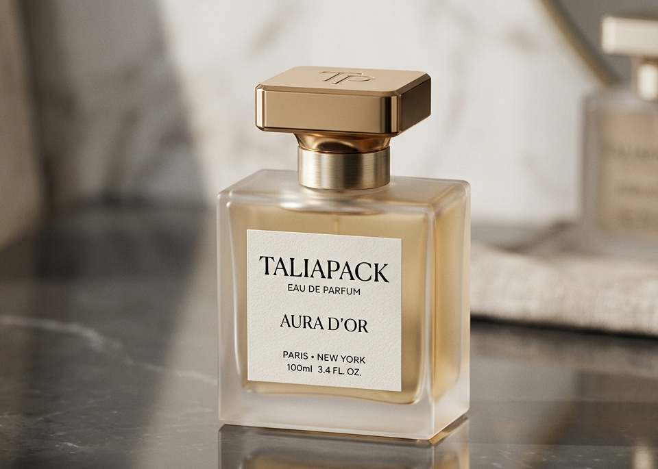 Desain botol parfum premium dengan aesthetic mewah dan elegan