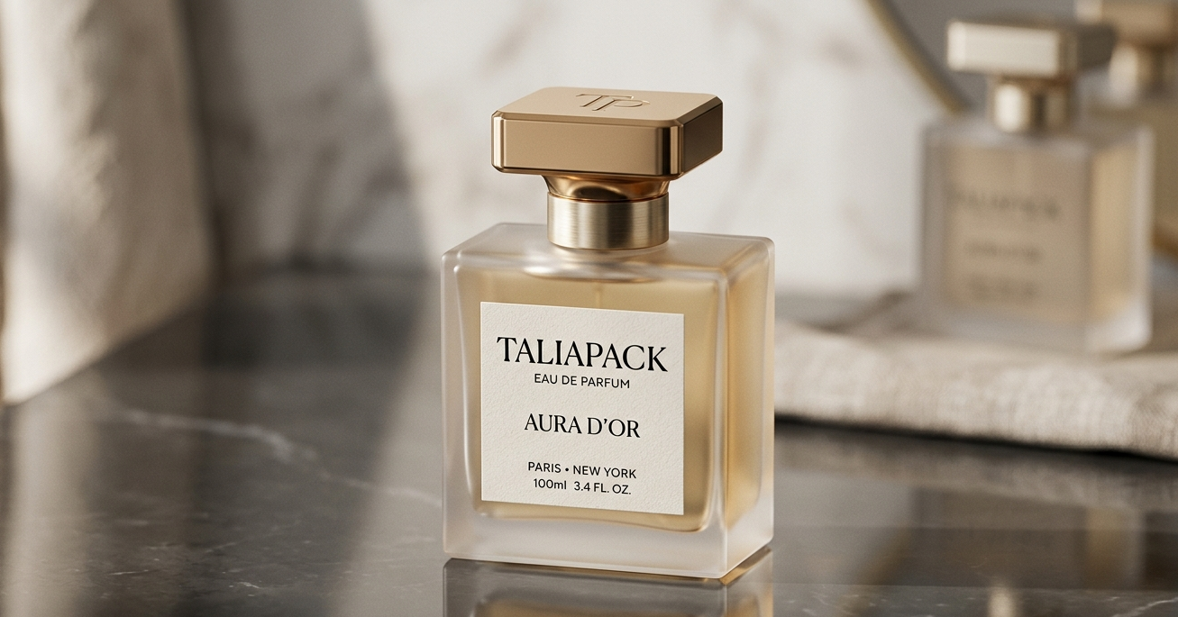 Desain botol parfum premium dengan aesthetic mewah dan elegan
