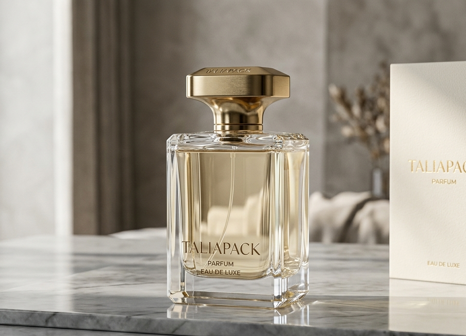 Botol parfum premium dengan desain luxury minimalis dan kaca elegan